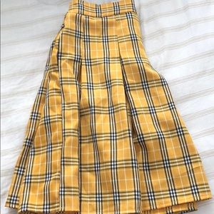 Romwe Yellow Plaid Skirt